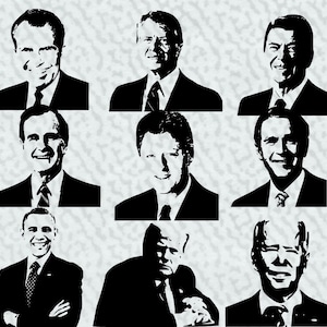 Recent 22 American Presidents Busts Vector Clipart Download | U.S. Presidents Download Cut File Jpg Download