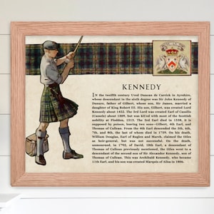 Clan Kennedy Scottish Clan Wall Art Physical Print Vintage Scottish History Poster, Family History Gift,  Historical Scotland Poster Print