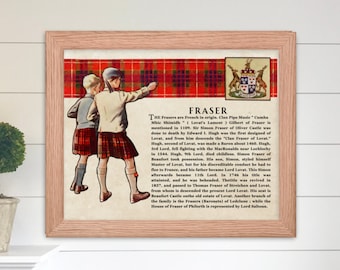 Clan Fraser Scottish Clan Wall Art Print Vintage Scottish History Poster Family History Gift Rustic Historical Scotland Poster Print