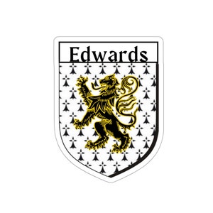Edwards Family Coat of Arms Vinyl Sticker, Edwards Family Crest Die Cut Bumper Sticker - Indoor/Outdoor Waterproof