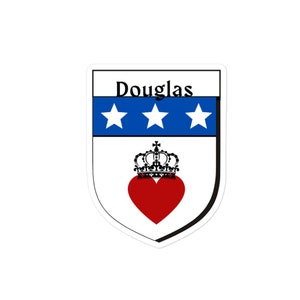 Douglass Family Coat of Arms Vinyl Sticker, Douglas Family Crest Die Cut Bumper Sticker - Indoor/Outdoor Waterproof