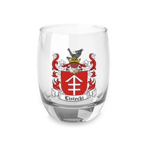 Custom Order Family Crest Whiskey Glass Coat of Arms Gift Bar Glass