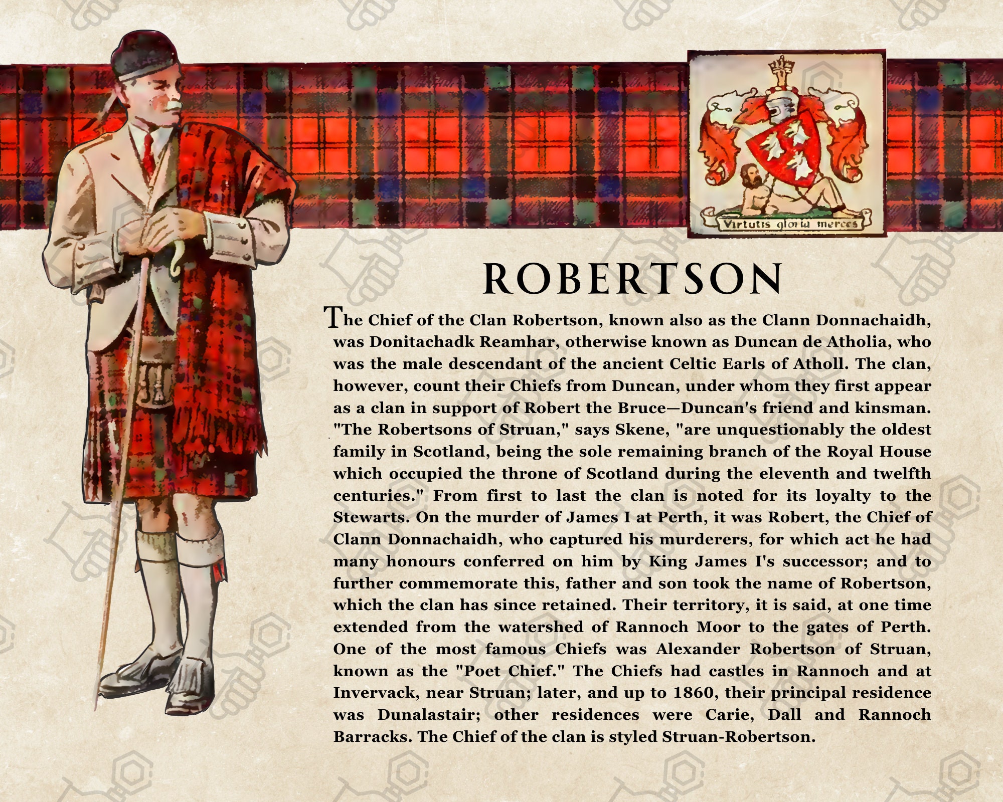 Clan Robertson Scottish Clan Wall Art Physical Print Vintage Scottish Clan Robertson Scottish Clan Wall Art Physical Print Vintage Scottish