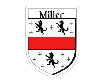 Pegatina de vinilo del escudo de armas de la familia Miller, pegatina de parachoques troquelado miller Family Crest - Impermeable para interiores / exteriores