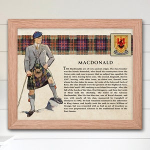 Clan Macdonald Scottish Clan Wall Art Print Vintage Scotland History Poster Family History Gift Rustic Historical Scotland Poster Print