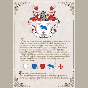 Custom Order Surname History, Coat of Arms Meaning, Coat of Arms Design, Heraldry Meaning, Physical Print, Last Name History Art Print