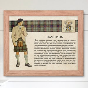 Clan Davidson Scottish Clan Wall Art Digital Download Vintage Scottish History Poster Family History Gift Historical Scotland Poster Print
