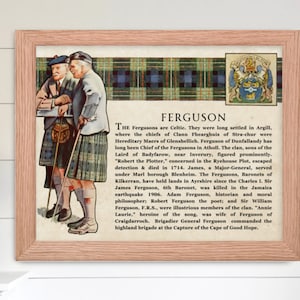 Clan Ferguson Scottish Clan Wall Art Print Vintage Scottish History Poster Family History Gift Rustic Historical Scotland Poster Print
