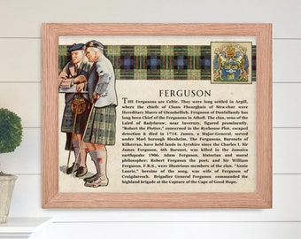 Clan Ferguson Scottish Clan Wall Art Digital Download Vintage Scottish History Poster Family History Gift Rustic Historical Scotland