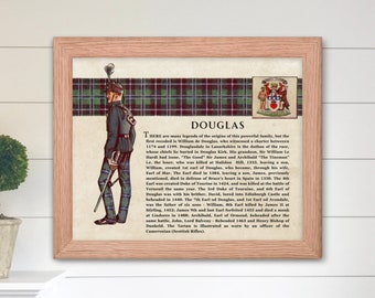 Clan Douglas Scottish Clan Wall Art Print Vintage Scottish History Poster Family History Gift Rustic Historical Scotland Poster Print