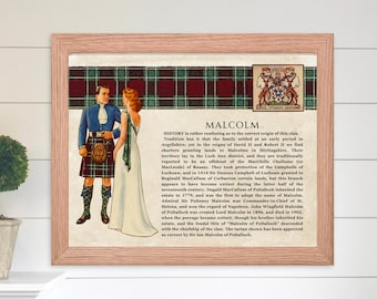 Clan Malcolm Schottische Clan Wand Kunst Vintage Schottische Malcolm Geschichte Poster Familiengeschichte Geschenk Historisches Schottland