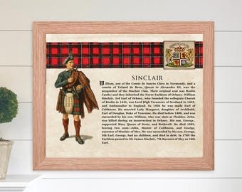 Arte mural del clan Sinclair, clan escocés vintage. Póster histórico de los Sinclair, regalo de historia familiar. Escocia histórica.