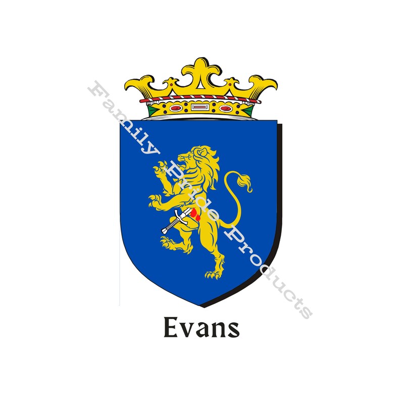 Evans Family Coat of Arms Download Evans Family Crest | Etsy