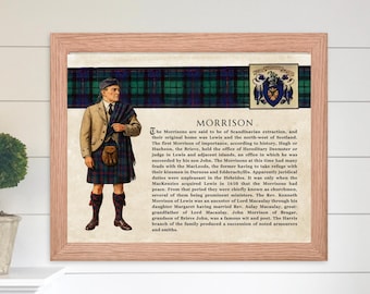 Clan Morrison Scottish Clan Wall Art Vintage Scottish Morrison History Poster Family History Gift Historical Scotland