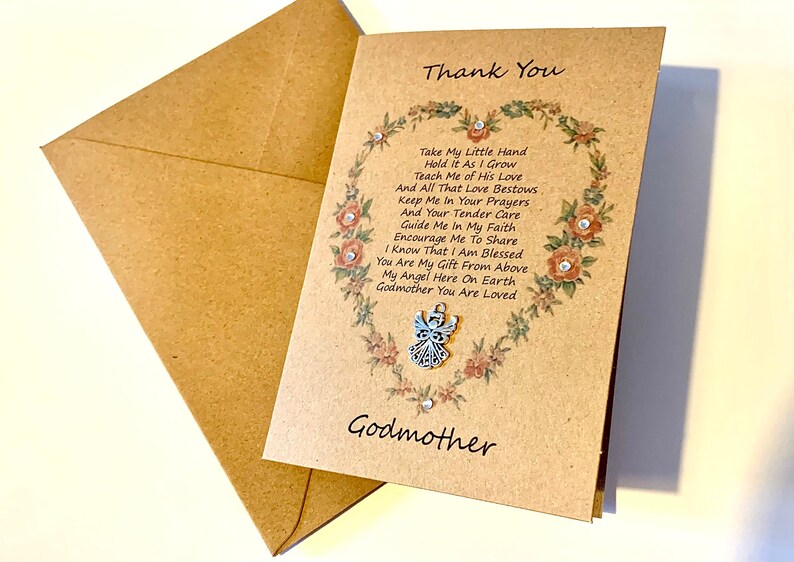Thank You Godparent Card Christening / Baptism Godmother or Etsy UK