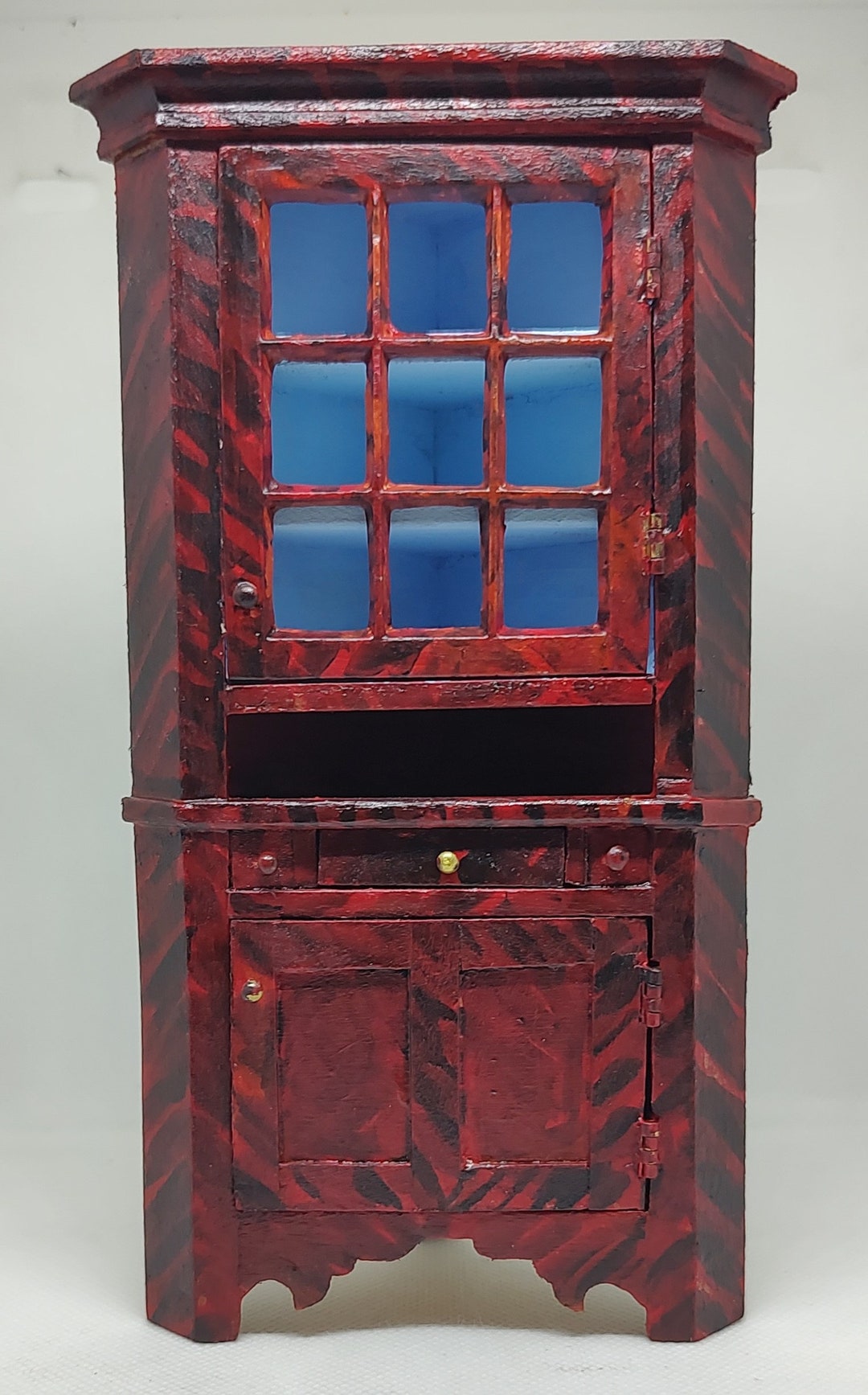 Decorated Corner Cupboard in the Style of John Rupp, 19th C
