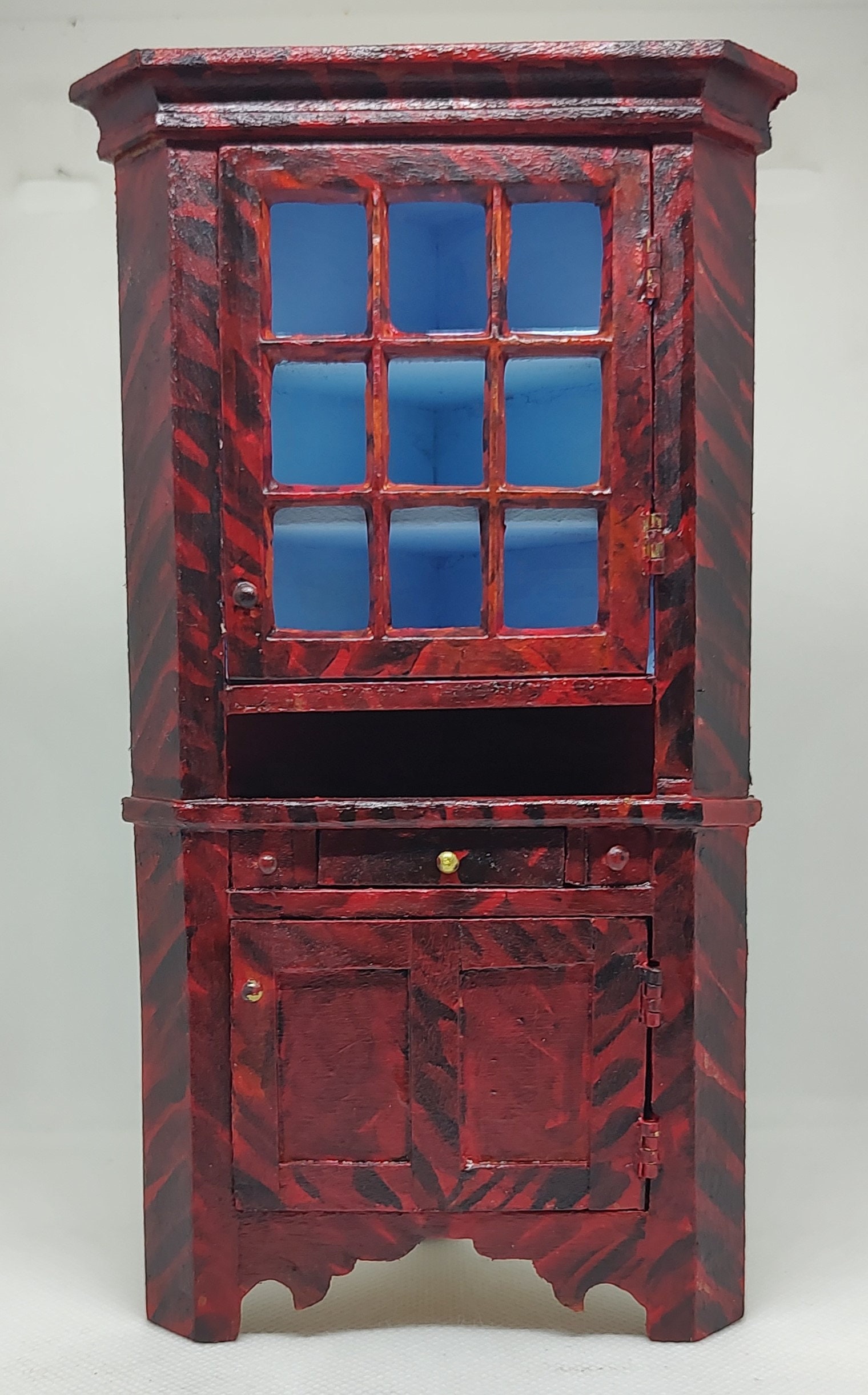 Decorated Corner Cupboard in the Style of John Rupp, 19th C