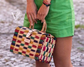 Straw Basket Bag. Wicker basket. Beach bag. French tote bag. Handwoven bag. Rattan bag. Natural bag. Designer Bag. Handmade bag. Portugal.