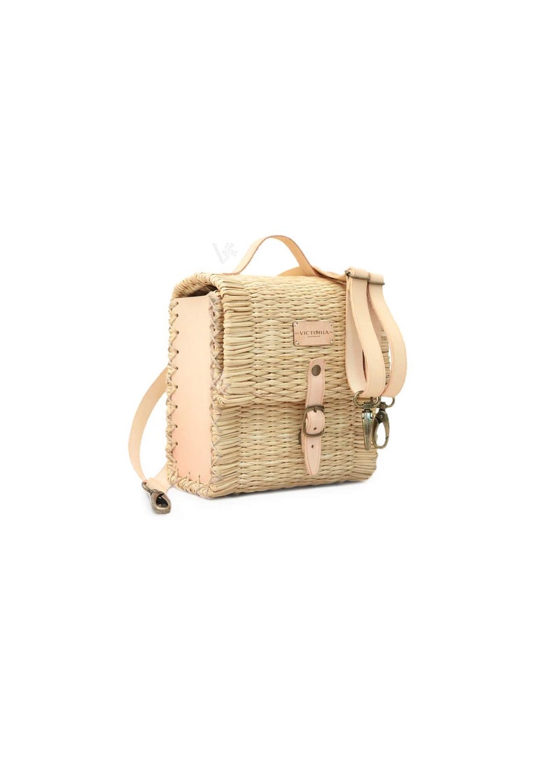 Straw Basket Bag. Wicker basket. Beach bag. French tote bag. Handwoven backpack. Rattan bag. Natural bag. Handmade Designer Bag. Portugal. image 7