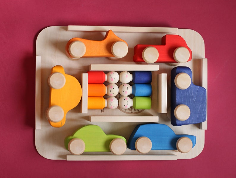 Wooden Toy Set 6 Rainbow People 6 Cars / Peg Dolls With Etsy UK