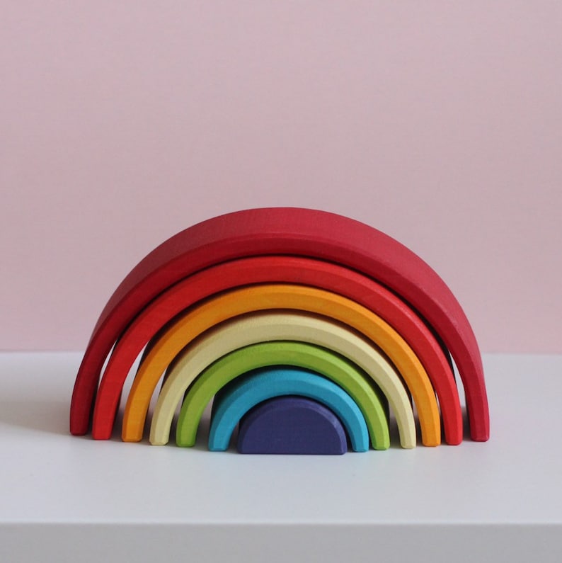 Stacking toy / Rainbow toy / Wooden rainbow / Rainbow stacker Etsy