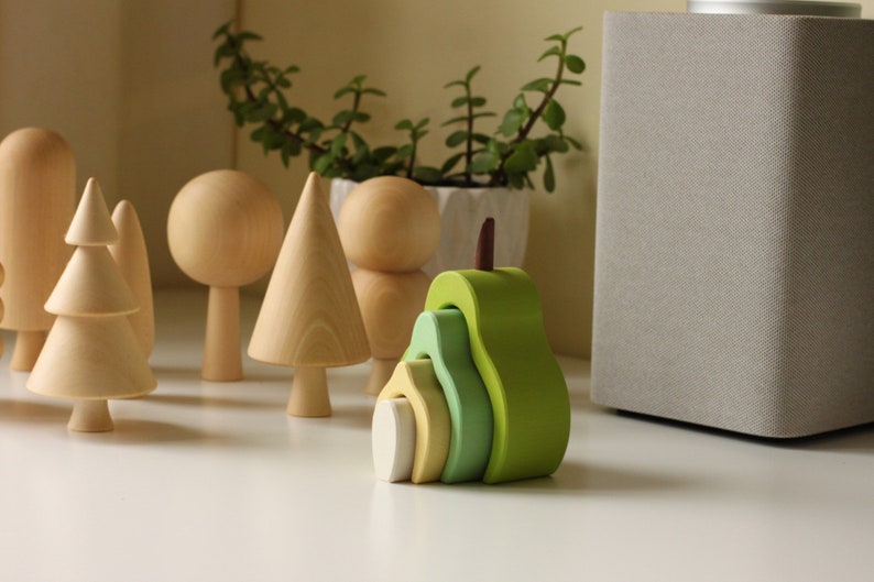 Nursery Decor Stacking Toy Toddler Gift Wooden Toy Montessori Materials Natural Toy Waldorf Toys Toy Stacker the PEAR