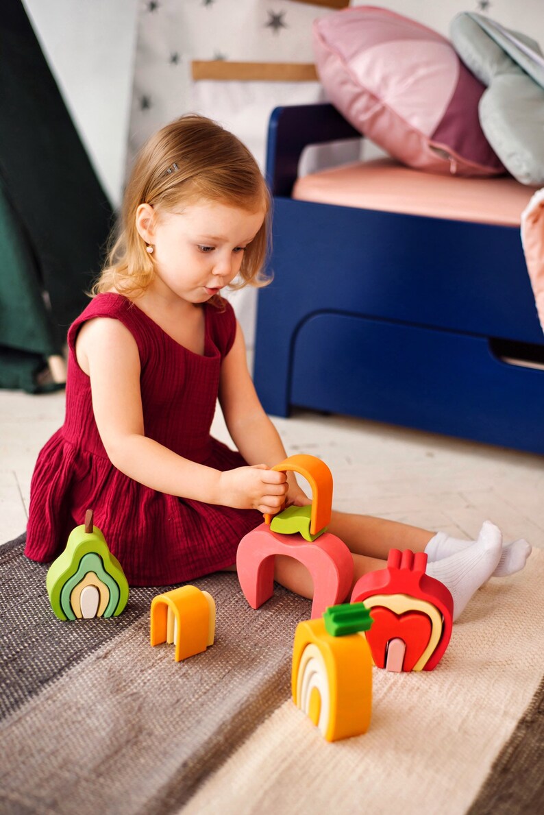 Nursery Decor Stacking Toy Toddler Gift Wooden Toy Montessori Materials Natural Toy Waldorf Toys Toy Stacker the PEAR