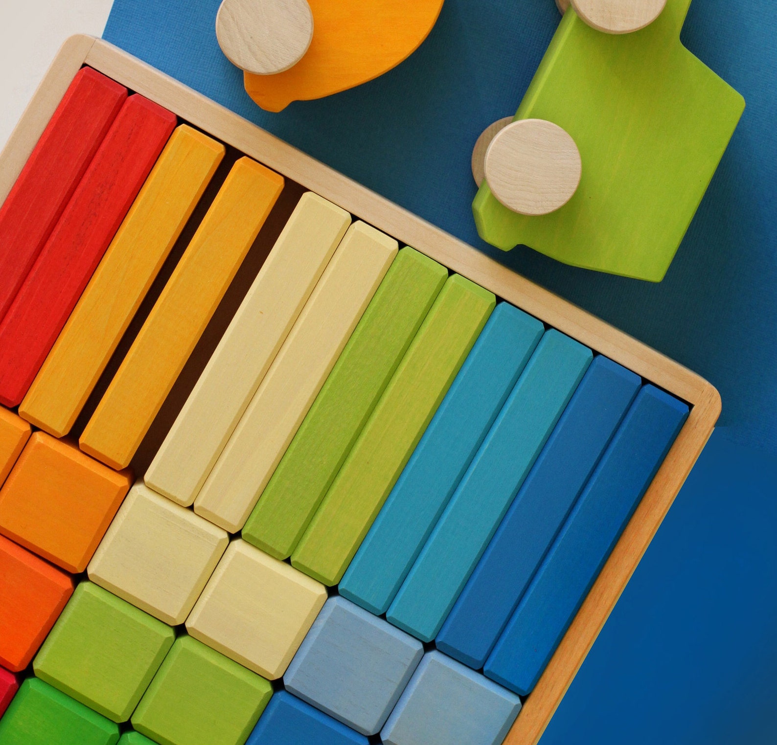 Rainbow wooden blocks set / Rainbow wooden bricks set / Wooden Etsy