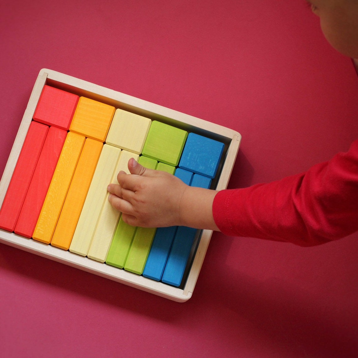 Rainbow wooden blocks set / Wooden blocks / Baby blocks / Etsy