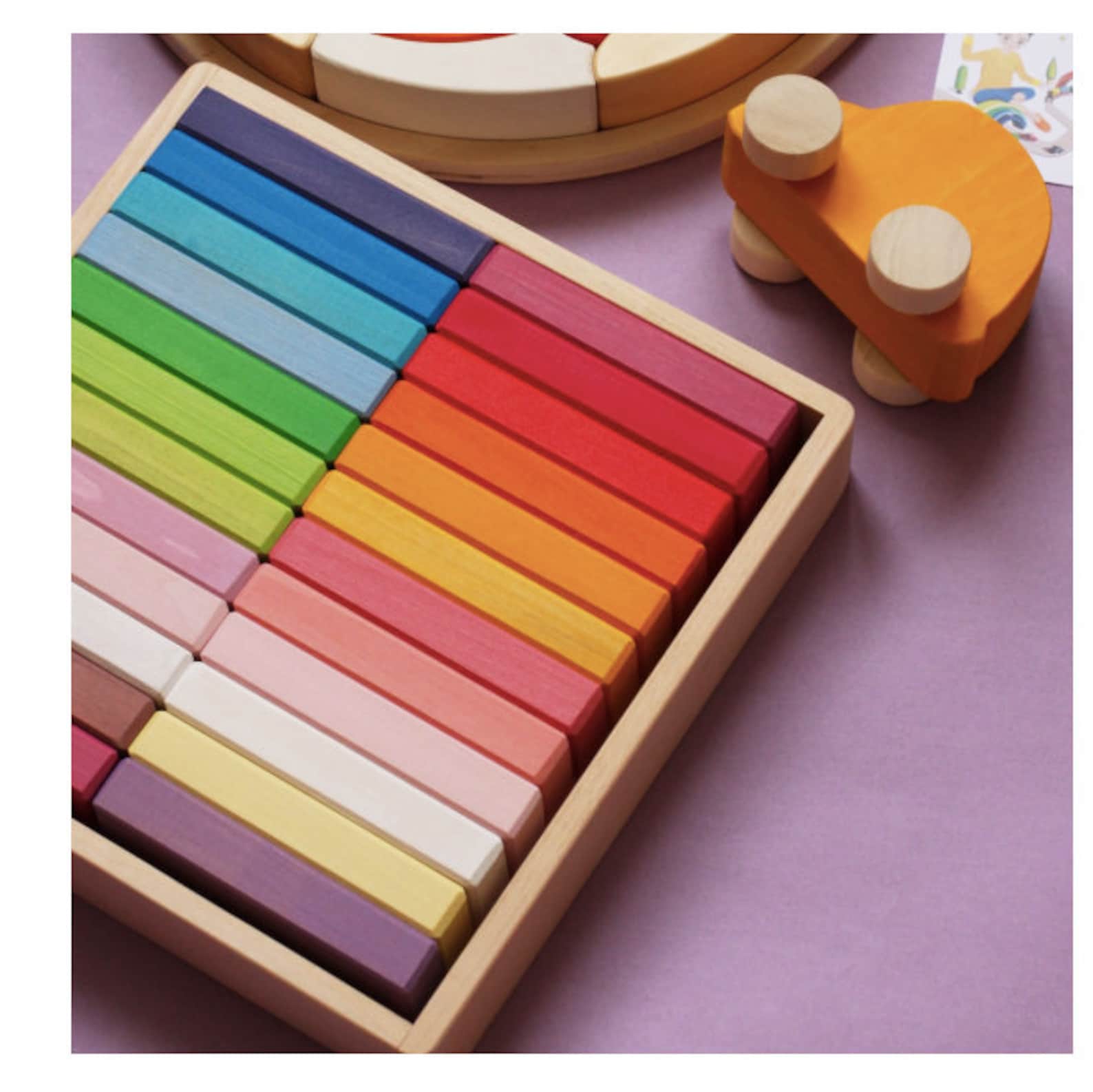 Rainbow wooden blocks set / Rainbow wooden bricks set / Wooden Etsy