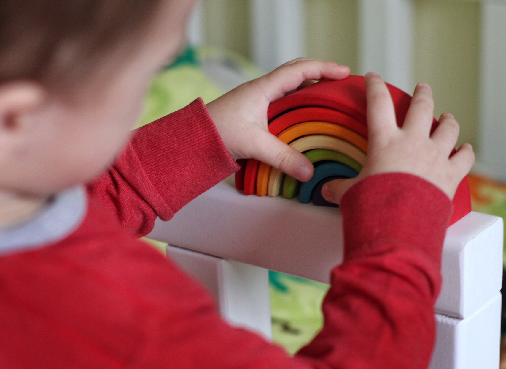 Stacking toy / Rainbow toy / Wooden rainbow / Rainbow stacker Etsy