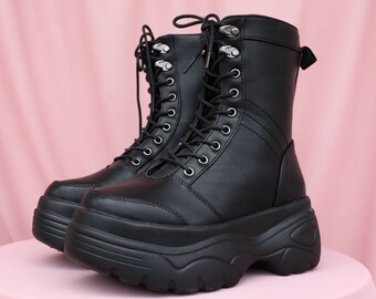 vegan leather platform boots