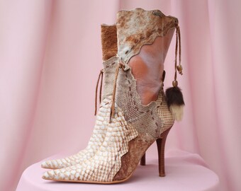 pink snakeskin boots