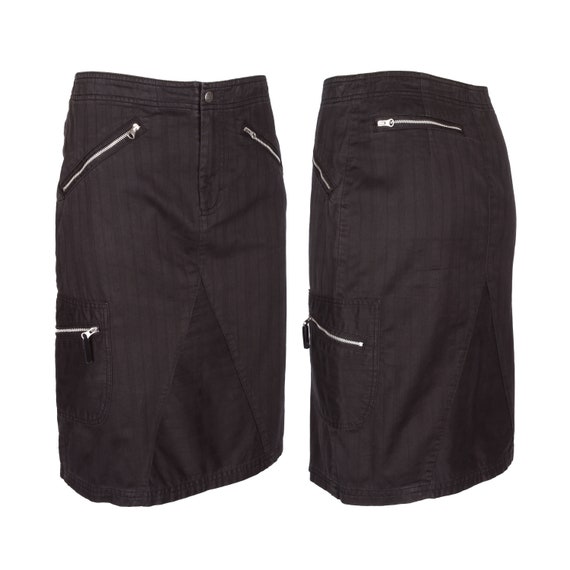 Black Vintage Mid-Length Skirt With Multiple Pock… - image 1