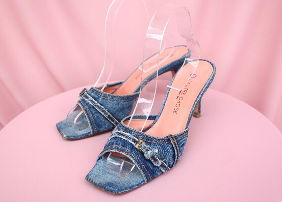 90's L'autre Chose denim heels / slingback / slip-