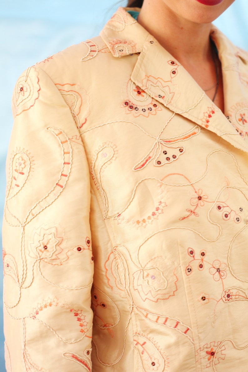 Beautiful UNIQUE golden beige blazer with sequins lady gold fashion boho bohemian club kid clubkid japanese copenhagen