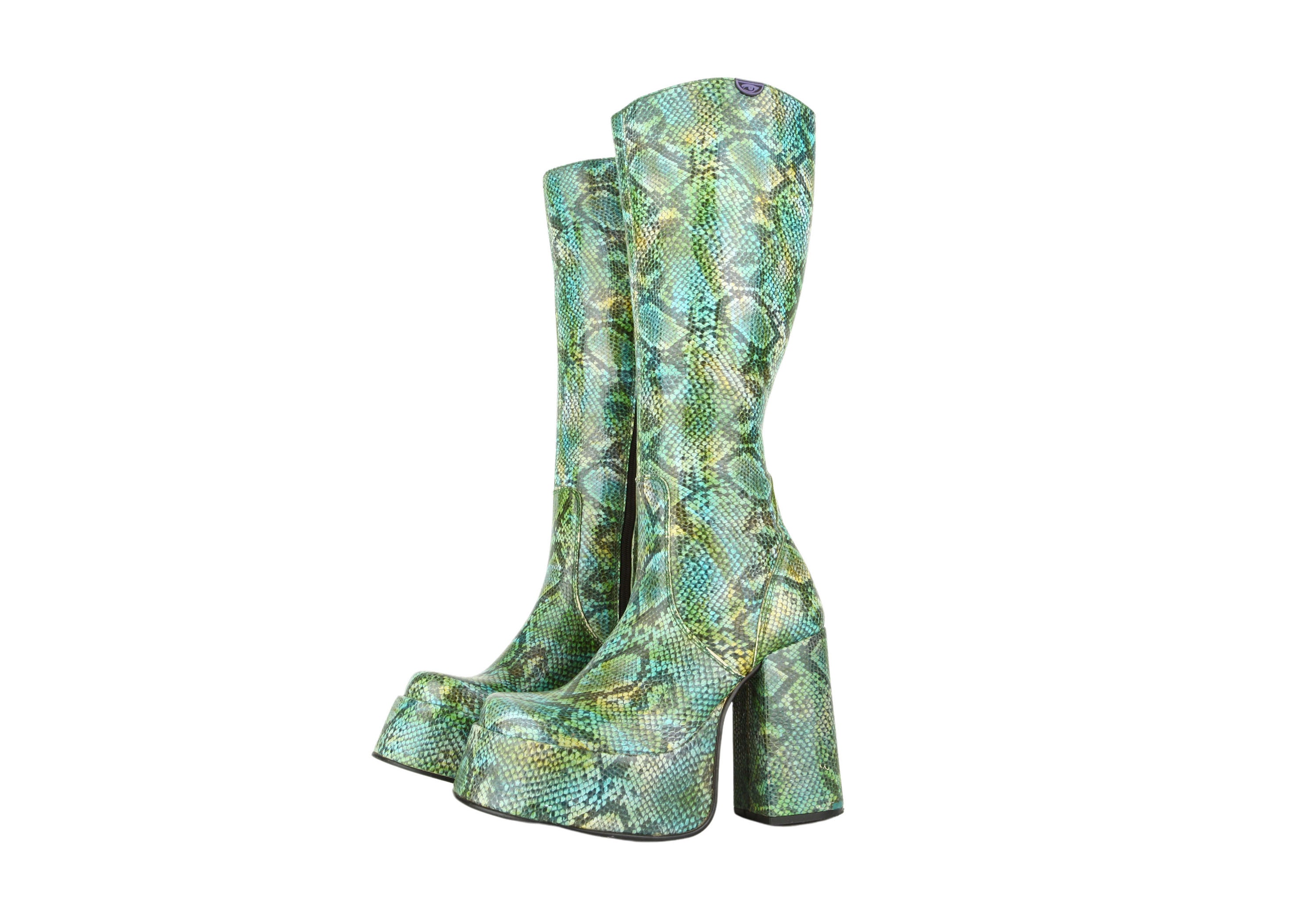 snakeskin platform boots