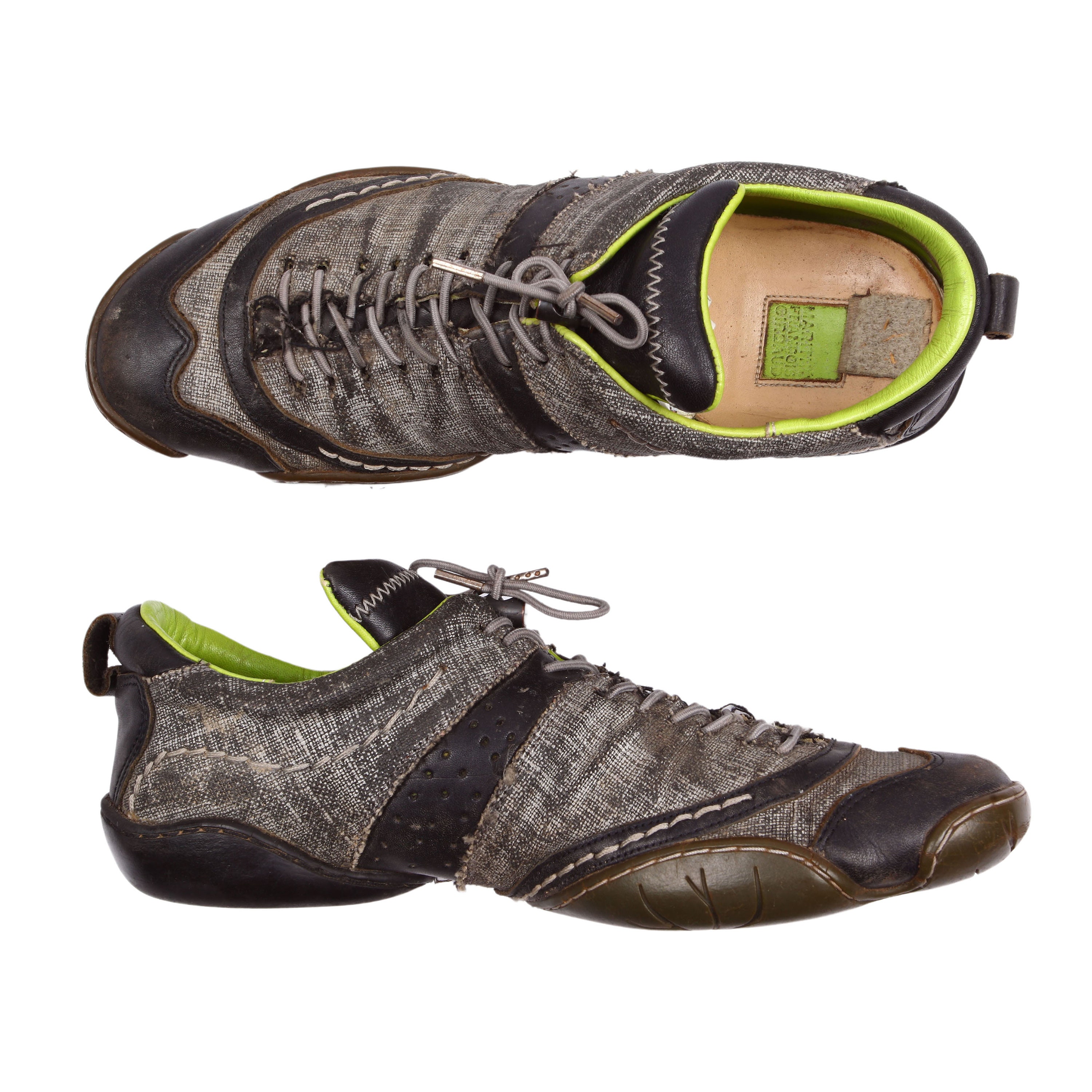 Marithe Francois Girbaud Archive Black and Grey Leather Trainers