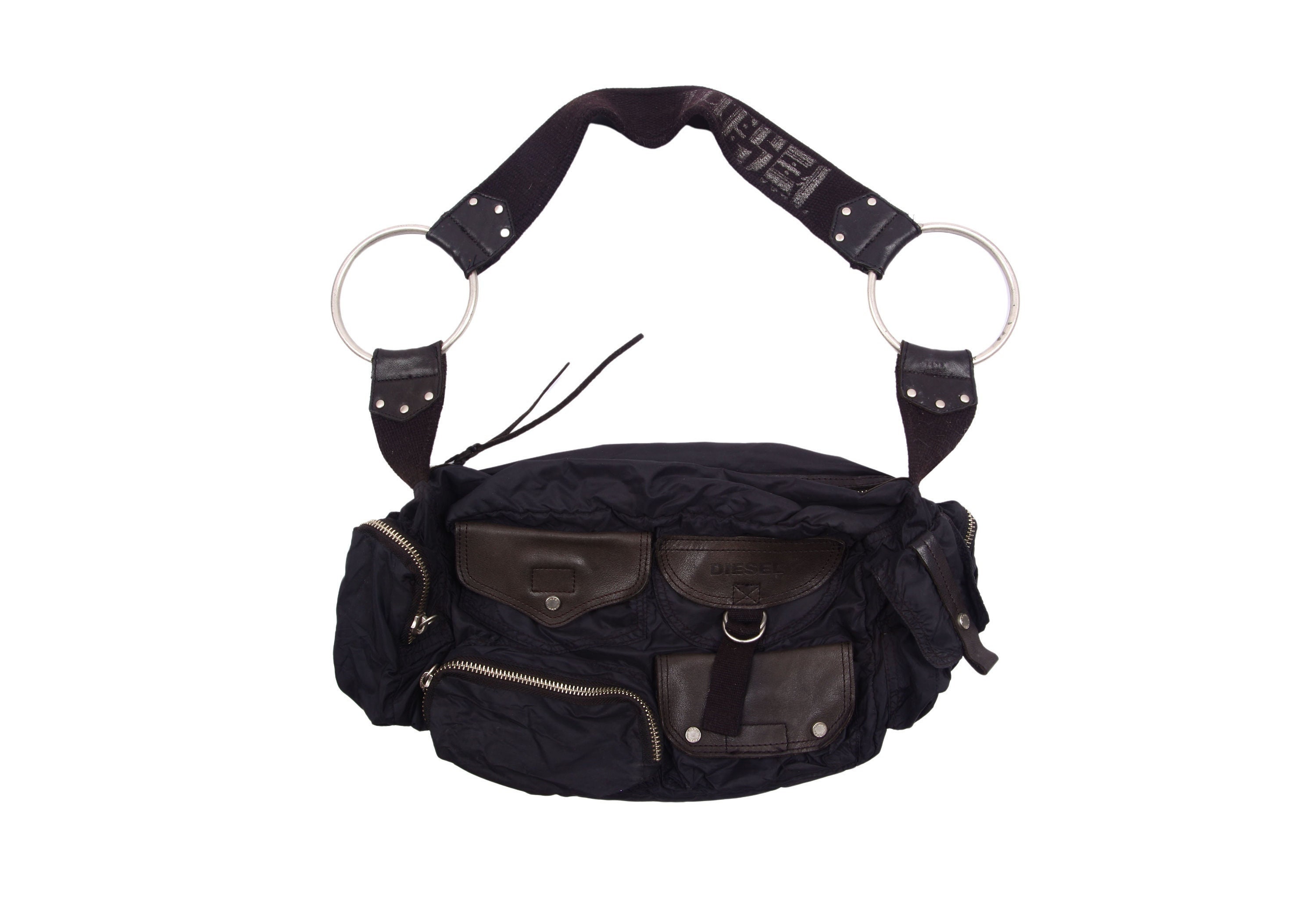 DIESEL 2000s Vintage Bag / Black Multi-pocket Shoulder Bag / - Etsy