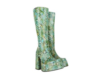 snakeskin platform boots