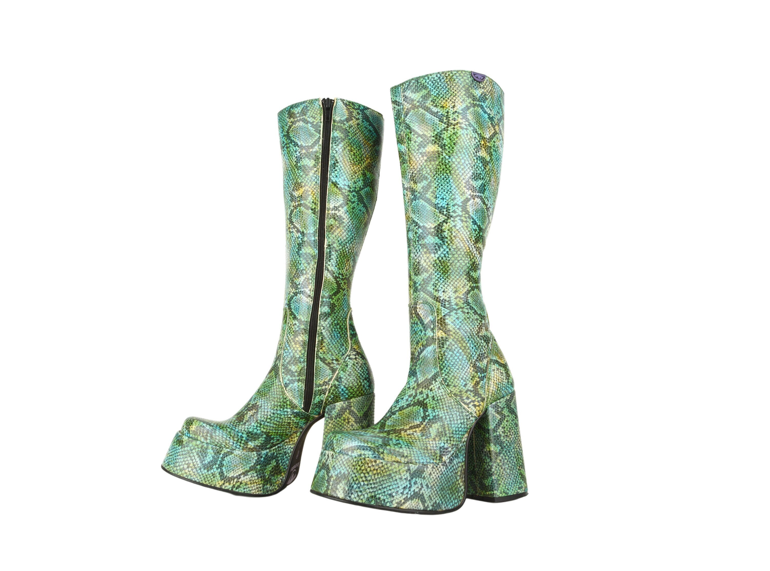 snakeskin platform boots