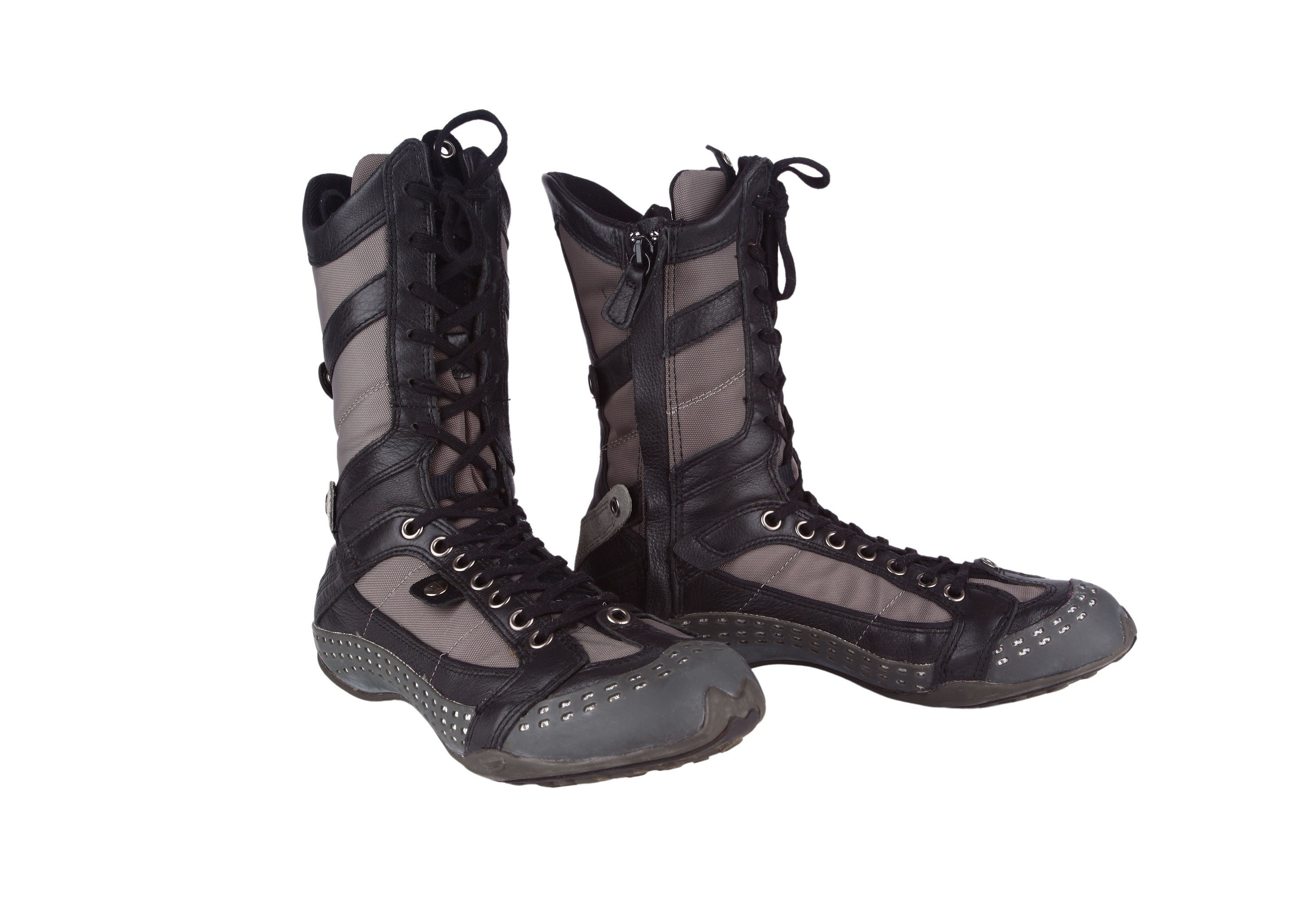 Y2K Diesel Futuristic Vintage Sporty Lace-up Boots / Italian  