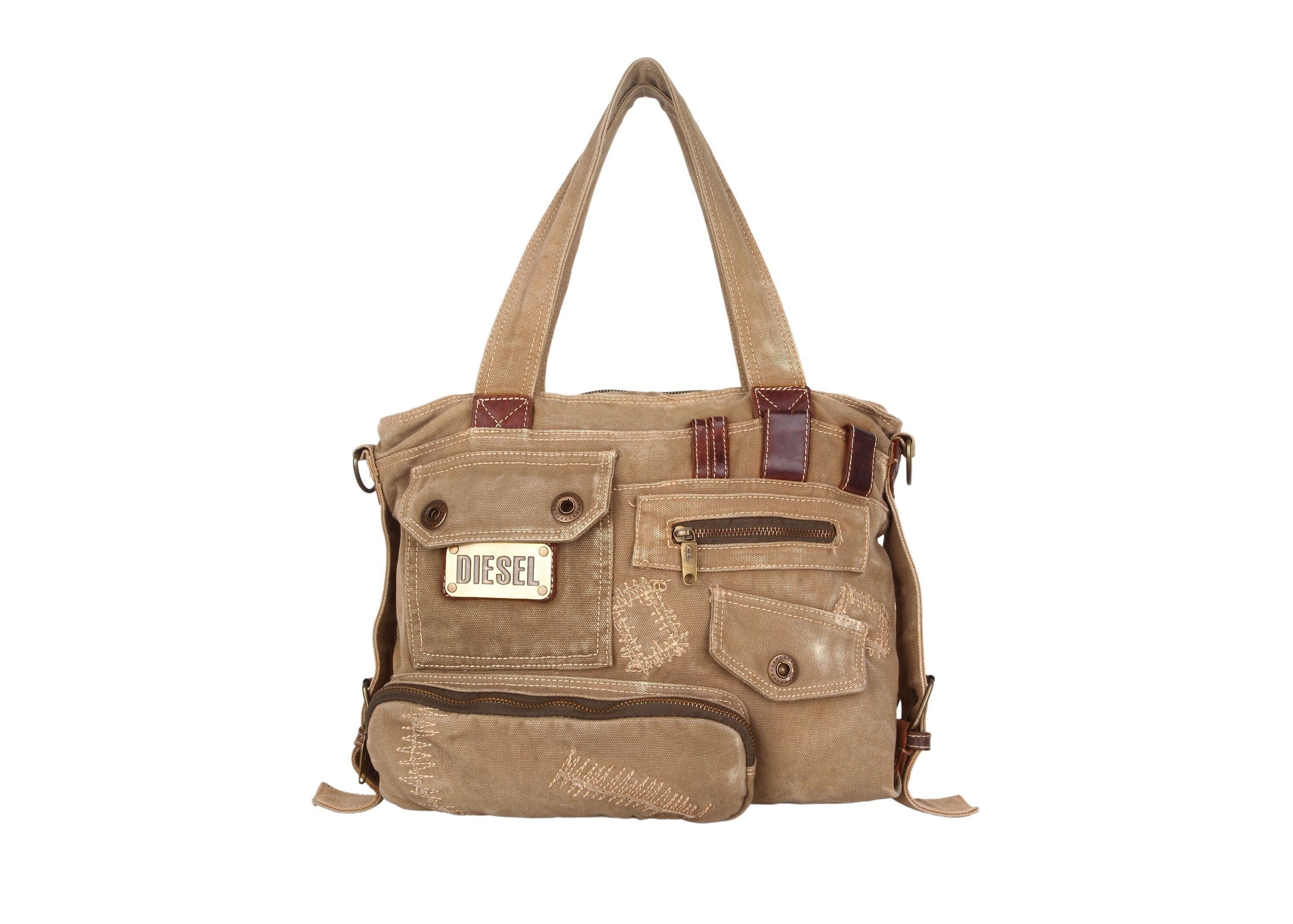 2000s Vintage Canvas Shoulder Bag / Tote Bag / Khaki / Ragged - Etsy