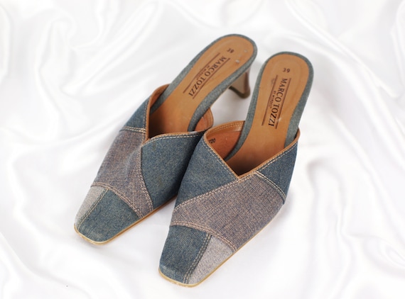Y2K DENIM MULES / Blue Denim Mules / Patchwork / P