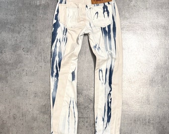 Jeans en denim décoloré patchwork DIESEL / Jeans en denim vintage des années 2000 des années 2000 / Jeans à jambe droite / Taille mi-haute / Clubkid Rave des années 90 Millennium