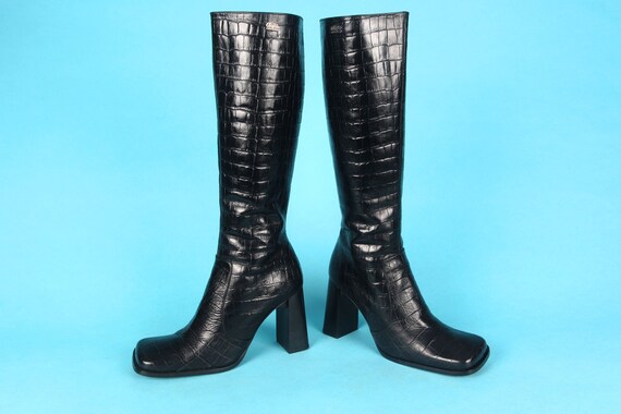 90's BUFFALO BOOTS / 90's Square-Toe Boots / Snake
