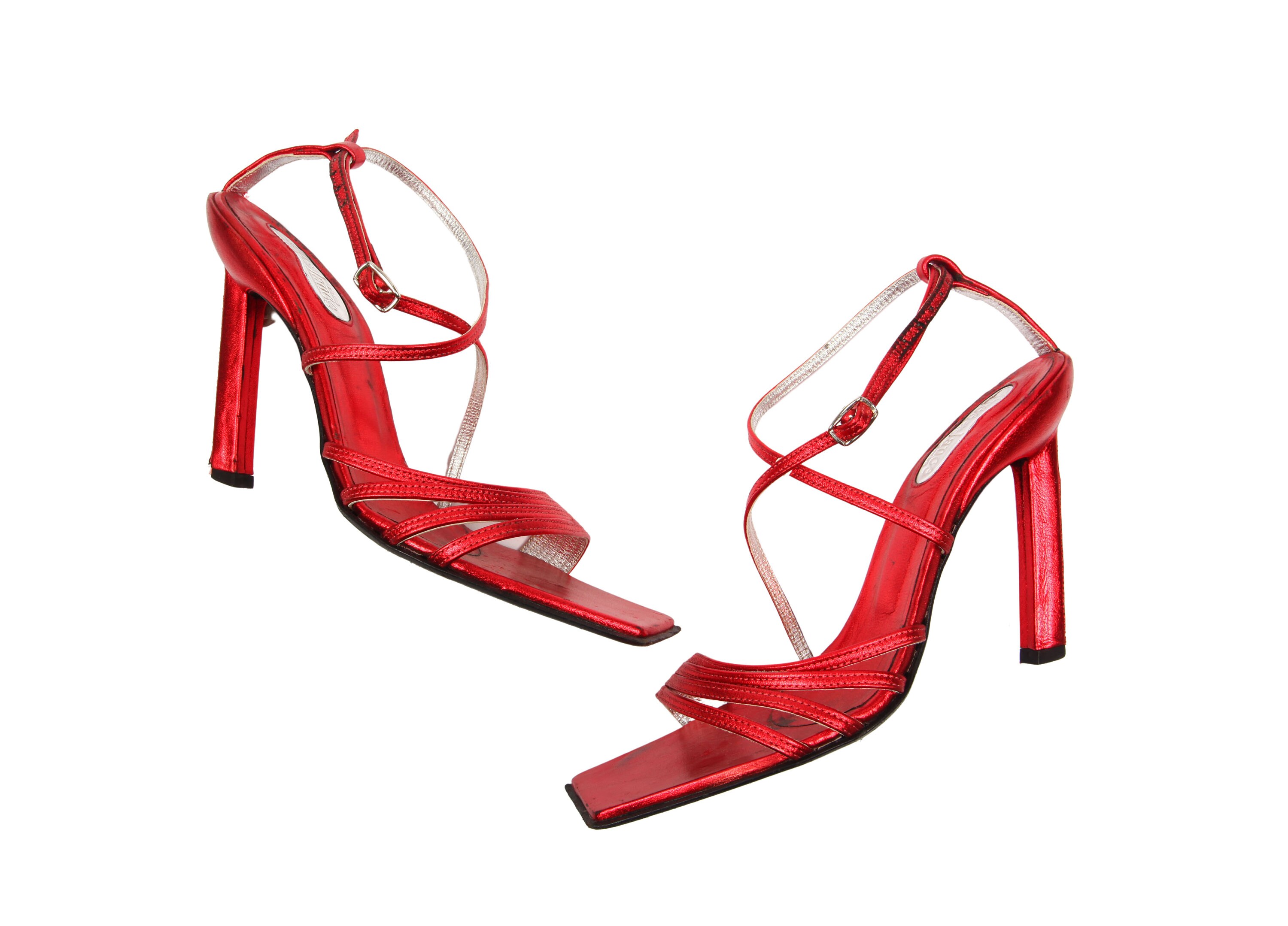 FREE LANCE Y2K HEELS / Red Sandal Heels / Metallic Red / | Etsy