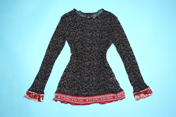 JEAN PAUL GAULTIER Sheer Mesh Flower Print Crew Ne