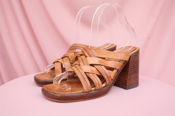 90S BUFFALO SANDALS / Square-toe / Light Brown / T