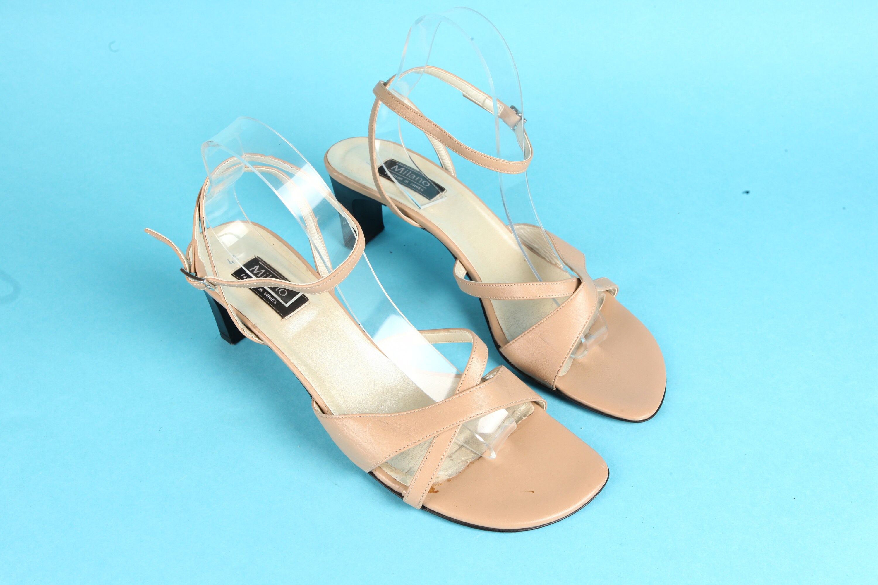 square toe sandals nude